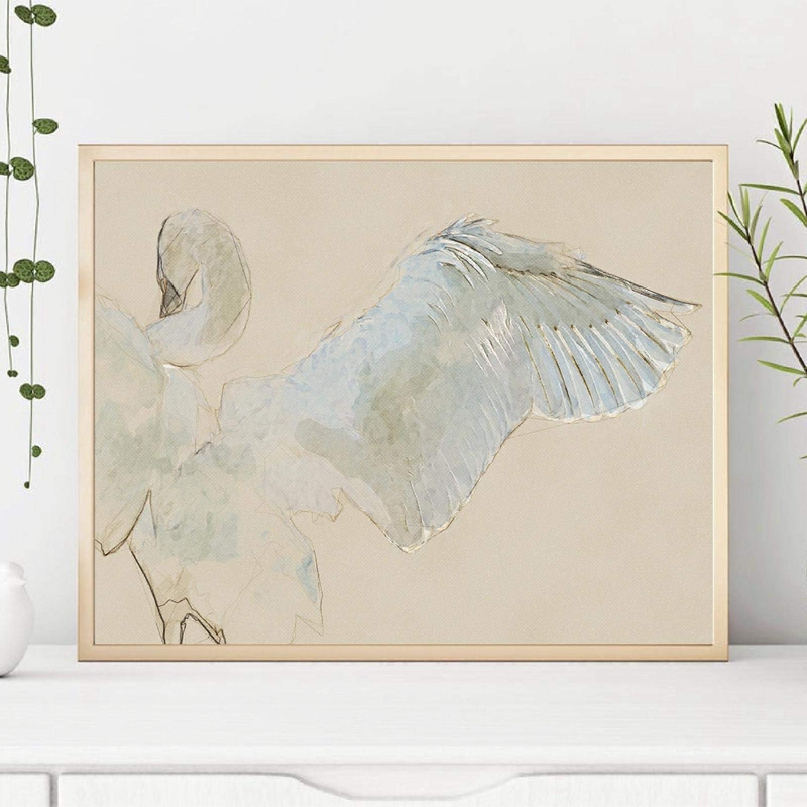 Amazon.co.jp: 鳥のポスター白鳥の描画アートキャンバス絵画野生生物